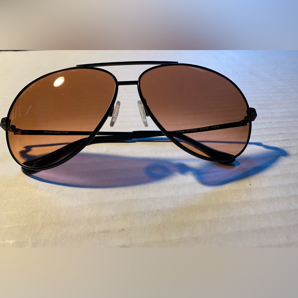 VTG SERENGETI Large Aviator 5222 PMB Rose Crystal Tone Sunglasses - Picture 13 of 16